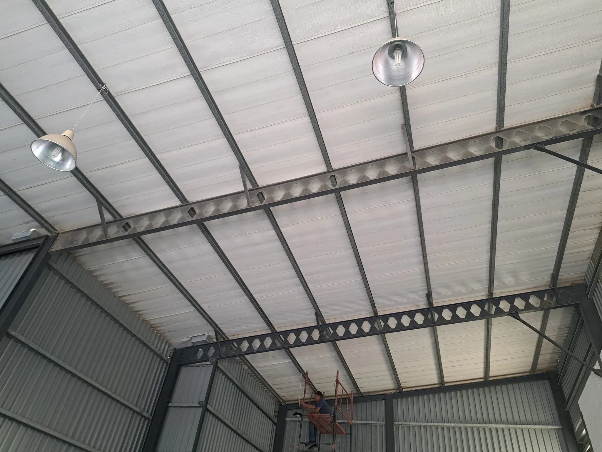 Industrial warehouse roof lighting installation